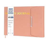 HAUTOCO Notary Journal Log Book Hardcover Notary Book with 485 Record Entries, 200 Numbered Pages, Privacy Guard, 10.6'' X 7.3'' Horizontal Public Journal Record Book for Notarial Acts, Pink
