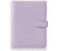 HAUTOCO PU Leather A5 Ring Binder Cover Refillable 6 Ring Budget Binder Notebook Organiser for A5 Refill Paper Insert for Office, School, and Travel, Purple