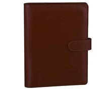HAUTOCO PU Leather A5 Ring Binder Cover Refillable 6 Ring Budget Binder Notebook Organiser for A5 Refill Paper Insert for Office, School, and Travel, Brown