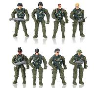 Hautton 8 Pack Toy Army Men Set, Plastic Military Action Figures Combat Battle Playset Bucket with Soldiers,weapon for Boys Kids Children