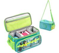 Hautton Carrying Case for Toniebox 2/1 Audio Player, Portable Travel Storage Organizer Bag for Tonies Starter Set, Figures, Headphones and Charging Station with Shoulder Strap and Handle -Aqua Blue