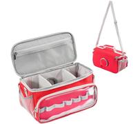 Hautton Carrying Case for Toniebox 2/1 Audio Player, Portable Travel Storage Organizer Bag for Tonies Starter Set, Figures, Headphones and Charging Station with Shoulder Strap and Handle -Red