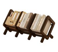 HAUYEST Bookcase Shelf,Expandable Desktop Organizer,Compact Tabletop Bookshelf for Small Spaces,Desktop Bookcase for Office, Home CDs/Magazine/Cookbook/Books Display (Coffee
