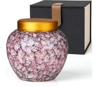 HAUYEST Small Urns for Human Ashes Keepsake,Handmade Mini Cremation Urn for Human Pet Ashes,Ceramic Urns with Metal Screw Lid,Hold Ashes Up to 10 Cubic Inches (Pink)