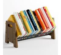 HAUYEST Wood Desktop Bookshelf Organizer, Desk Storage Organizer Display Shelf Rack, Tilting Bookcase for Office, Home CDs/Magazine/Cookbook/Books Display