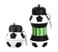 HAUZMLL Football Water Bottle, 550 ml, Foldable Silicone Water Bottle, Camping Water Bottle, Personalised with Your Sports, Compact Water Bottle as a Gift