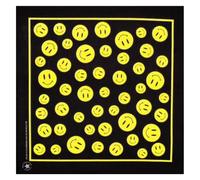 Hav-A-Hank Smiley Face Black Bandanna, Made in USA, 22x22, Multi, 22 in by 22 in