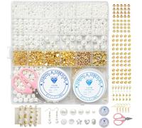 HavaCue 1456Pcs White Pearls for Crafting Set, 4mm 6mm 8mm 10mm 12mm Round Beads for Bracelet Making for Friendship Necklace Earring Making, DIY