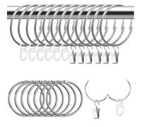 HavaCue 20 PCS Curtain Rings with Clips, 50 mm Curtain Clips Ring, Metal Ring Clip, Stainless Steel Clips with Hooks for Home Window Rod (Silvery)