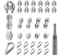 HavaCue 20Pcs Wire Rope Clamps M3 with 10pcs Wire Rope Thimbles Set