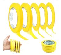 HavaCue 5 Rolls Yellow Frog Tape, Five Different Sizes Painters Masking Tape for Painting, Low Tack Masking Tape for Automotive Paint Spray Decorative Plastering (5mm/8mm/10mm/12mm/15mm x 50m)