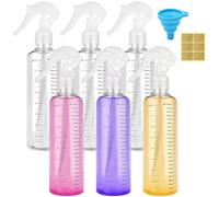 HavaCue 6Pcs 250ml Spray Bottles for Cleaning, Fine Mist Water Spray Bottle for Hair, Gardening and Essential Oils With Foldable Funnel, Label Sticker