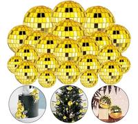 HAVAGDTM 27 PCS Gold Disco Ball Cake Decoration Ornaments - 70s Disco Themed Party Decoration - Gold Disco Table Decoration for Christmas Tree Dance Music