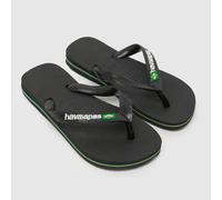 Havaianas Brasil Logo Kids Flip Flops - Black/black UK 12 (Jnr)