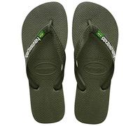 Havaianas - Brasil Logo, Chanclas Icónicas, Cómodas y Duraderas, Tiras con Bandera de Brasil y Suela Antideslizante con Franjas de Colores, Adultos Unisex, Green/Green, 1/1.5