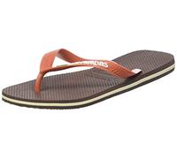 Havaianas Unisex Brasil Logo Flip Flops, Dark Brown Ceramic, 1/2 UK