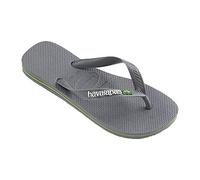 Havaianas - Brasil Logo, Chanclas Icónicas, Cómodas y Duraderas, Tiras con Bandera de Brasil y Suela Antideslizante con Franjas de Colores, Adultos Unisex, Steel Grey/Steel Grey, 12/13C