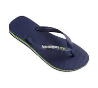 Havaianas - Brasil Logo, Iconic, Comfortable and Durable Flip-Flops, Straps with Brazilian Flag and Non-Slip Sole with Colourful Stripes, Adults Unisex, Navy Blue, 4.5/5