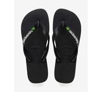 Havaianas Brasil Logo Flip Flops Black White - 29-30