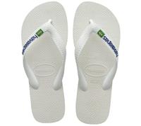 Havaianas - Brasil Logo, Iconic, Comfortable and Durable Flip-Flops, Straps with Brazilian Flag and Non-Slip Sole with Colourful Stripes, Adults Unisex, White, 5.5/6