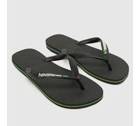 Havaianas Brasil Logo Sandals in Black UK 7/8