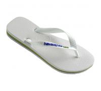 Havaianas - Brasil Logo, Iconic, Comfortable and Durable Flip-Flops, Straps with Brazilian Flag and Non-Slip Sole with Colourful Stripes, Adults Unisex, White, 5.5/6