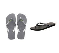 Havaianas Brasil Mix Unisex Adult Flip Flops | Color: Grey/White/White | Size: 6/7 UK Unisex Adult's Flip Flops, Black (6/7 UK)