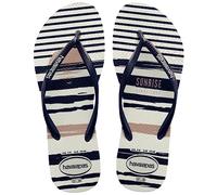Havaianas Hav. Slim Nautical White Navy Flip Flops Womens Navy/White 8 UK