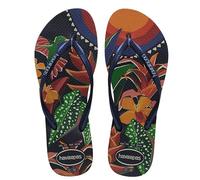 Havaianas Hav. Slim Tropical Salmon 35 36 Flip Flops Womens Dark Black 6-7 UK