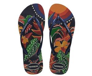 Havaianas Hav. Slim Tropical Salmon 35 36 Flip Flops Womens Dark Black 6-7 UK
