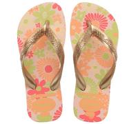Havaianas - Kids Flores, Comfortable, Durable, and Fun Flip-Flops, Floral-Print Sole, Metallic Straps, and Non-Slip Sole, Girls