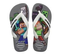 Havaianas Kid's Minecraft Flip Flop, Steel Grey/White, 1/2 UK