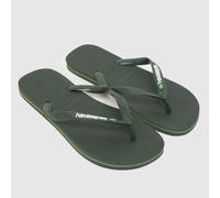 Havaianas Men's Brasil Logo Flip Flops in Dark Green, Size: 7/8 UK 7/8 (EU 43)