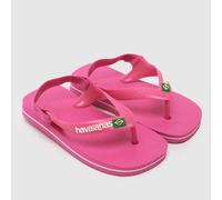 Havaianas Pink Brasil Logo Girls Toddler Sandals UK 4 (EU 22)