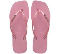 Havaianas Rose Gold Women's Pop Up Metallic Logo Slim Square Slipper - 9, Chiffon Pink, 35