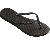 Havaianas Womens Black Slim Glitter II Embellished Rubber Flip Flops 3/4