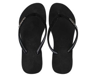 Havaianas Slim Glitter Slip-On Womens Black Flip-Flops 4143975_0090