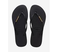 Havaianas Slim Logo Metallic Flip Flops Black & Gold Women - 37-38