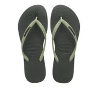 Havaianas - Slim Logo Pop Up, Flip-Flops with Contrast Colour Logo, Slim and Comfortable Silhouette, Non-Slip Sole, Women Olive Green