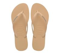 Havaianas - Slim Logo Pop Up, Flip-Flops with Contrast Colour Logo, Slim and Comfortable Silhouette, Non-Slip Sole, Women Golden