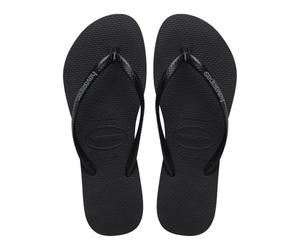 Havaianas Slim Logo Pop Up Women's Flip Flop, Black/Steel Grey, 5 UK
