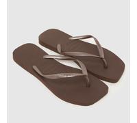 Havaianas Slim Square Flip Sandals in Dark Brown UK 8 (EU 43)