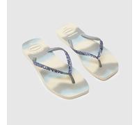 Havaianas Slim Square Glitter Party Sandals in Silver UK 6/7 (EU 41)