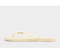 Havaianas Slim Square Logo Metallic Flip Flops Women's - Cream 3-4