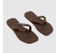 Havaianas Slim Square Logo Metallic Sandals in Brown UK 5 (EU 39)