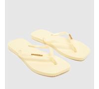 Havaianas Slim Square Logo Metallic Sandals in Pale Yellow UK 6/7 (EU 41)