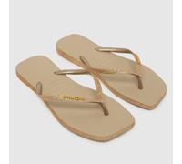 Havaianas Square Sparkle Flip Sandals in Gold UK 8 (EU 43)