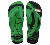 Havaianas Top Marvel Logomania (Mini Me), Black/Patria Green, 7 UK Child