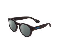 Havaianas TRANCOSO/M Round Sunglasses Matte Black & Blue Multi-Layer Mirror 49mm