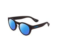 Havaianas TRANCOSO/M Round Sunglasses Matte Black & Blue Multi-Layer Mirror 49mm